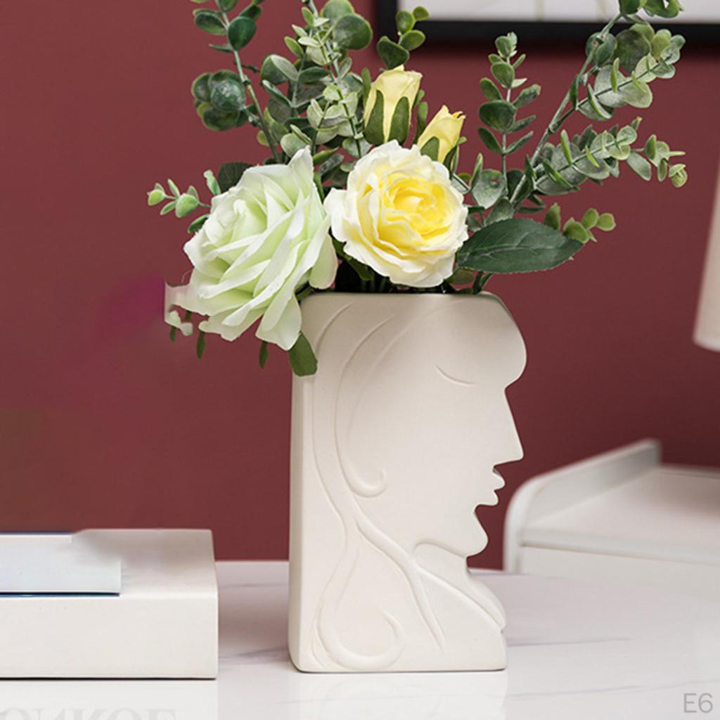Abstract Ceramic Style Flower Pot Vase Arrangement Statue Novelty Gift Minimalist for Desktop