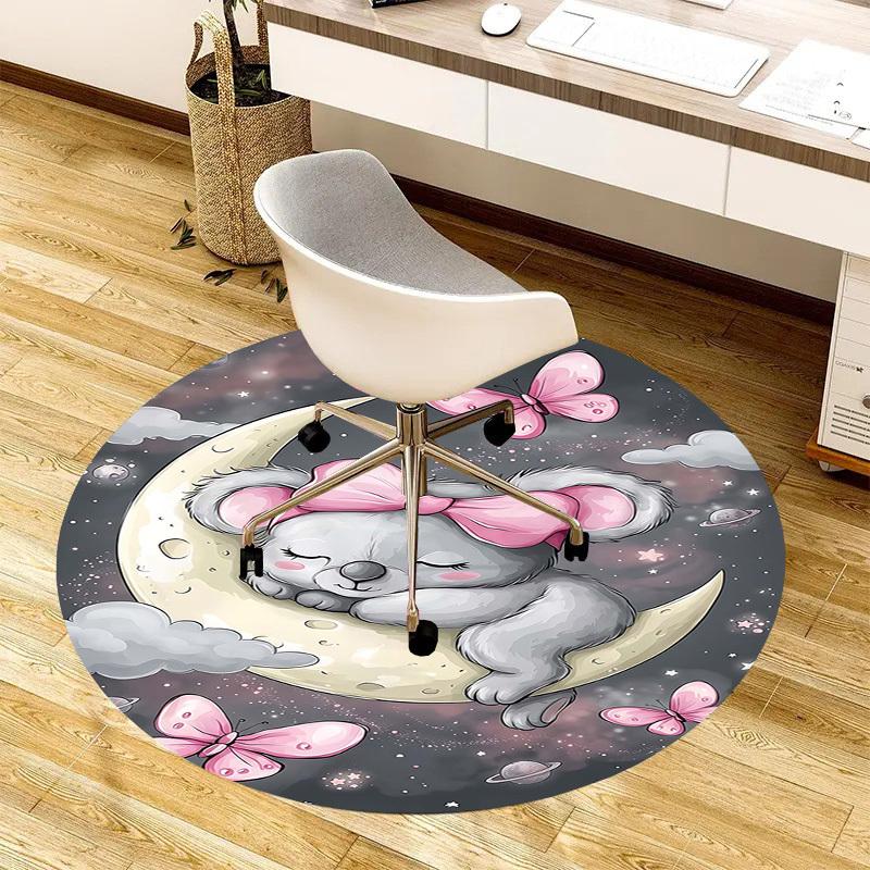 1PC Koala Moon Non-Slip Floor Round carpet, Office, family, bedroom, Large Area Rug Indoor Rugs, Vibrant Colors-Z0495