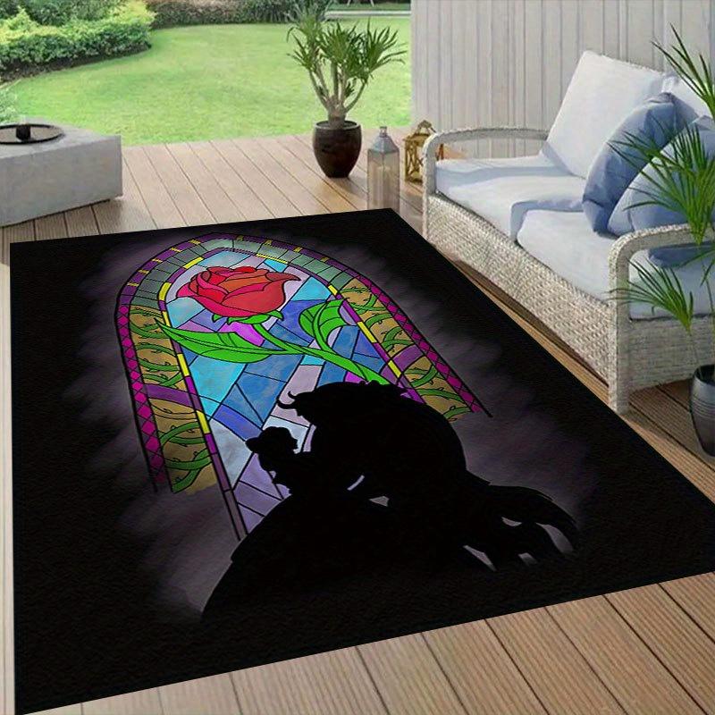 1pc beauty and the beast Pattern Carpet Area Rug Non slip Carpet Hand Washable Floor Mat Suitable For Living Room Bedroom Home Decor Room Decor