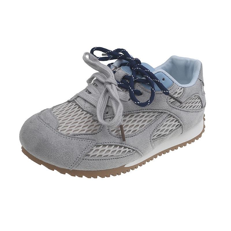 Mesh breathable women's summer new thick-soled heightening casual shoes retro color matching sports