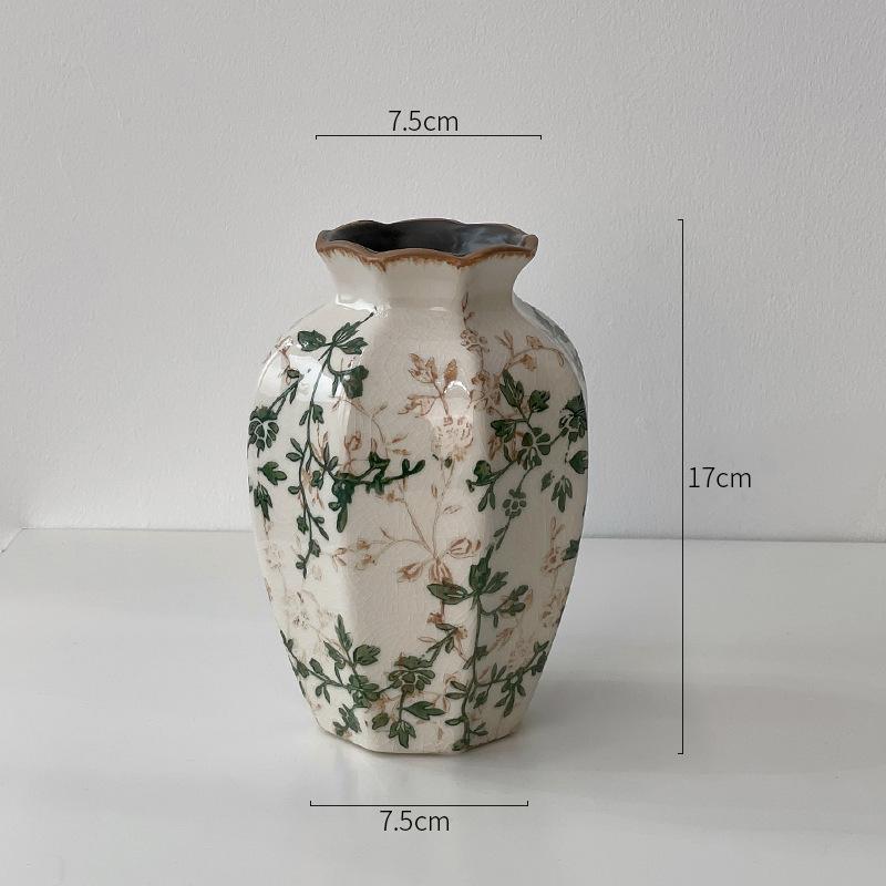 American Country Crackle Glaze Ceramic Milk Jug Vase - Pastoral Feng Shui Flower Arrangement Retro Decor