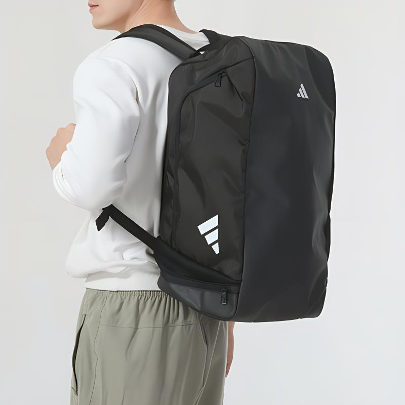 adidas Recycled Polyester Plain Weave Fabric Travel Bag Medium Size Unisex Black Adidas HS9755
