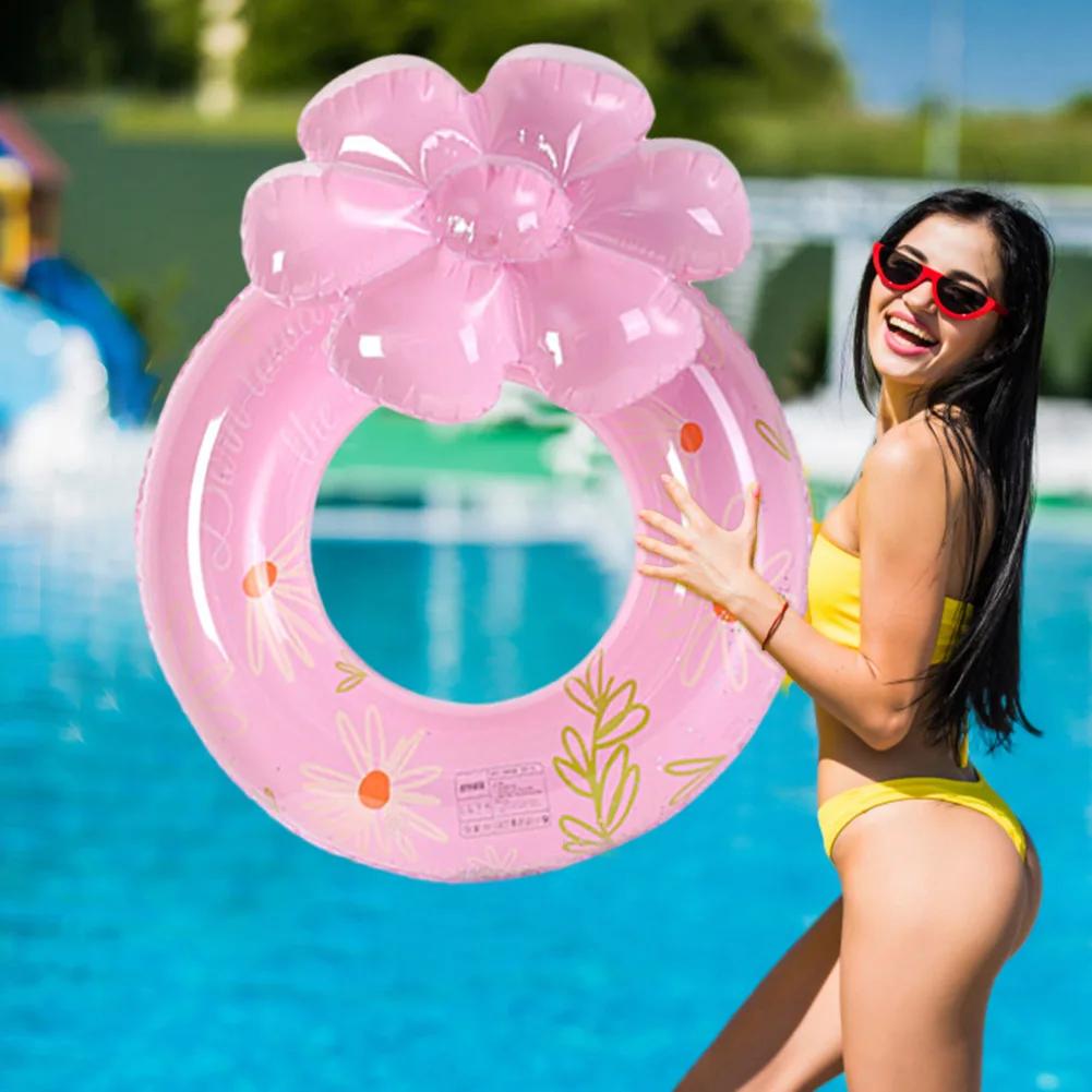 Swimming Ring Swim Circle with Daisy Decor Pool Foats Adult Kids Inflatable Pool Tube Giant Float Boys Girl Water Toy Swim Laps