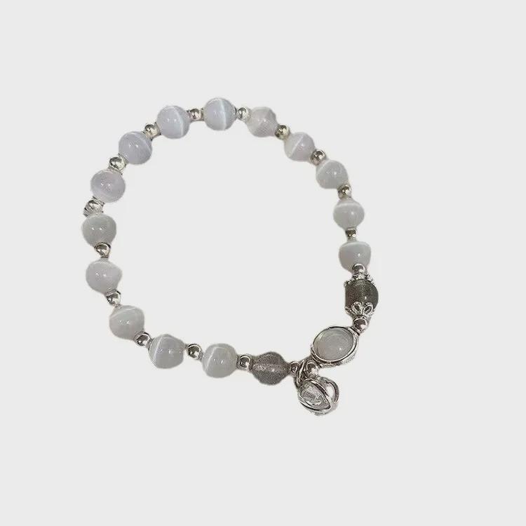 Fehér Holdfény Obszidián kristály karkötő lányoknak - Divatos ajándék barátnőknek