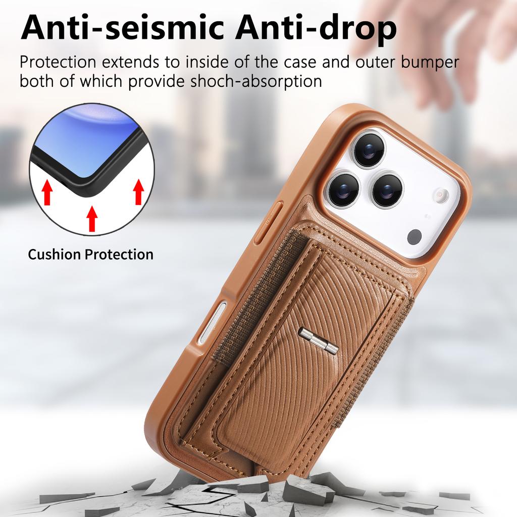 CASENEO For iPhone 17 Pro Max Case with Foldable Kickstand TPU PU Leather PC Card Bag Magnetic Phone Cover  Compatible with MagSafe