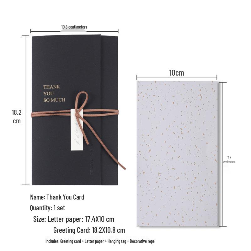 

Black and Gold Three-Fold Greeting Card with Bow - Perfect for Birthday, Thank You, or Invitations”