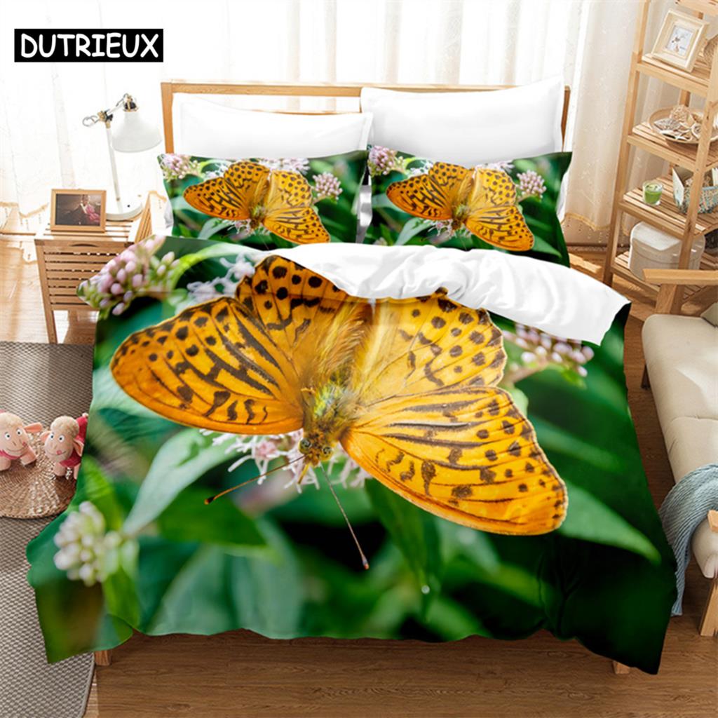 Butterfly Queen Bedding Set Duvet Cover Kids Bedroom Bed Set Comforter Cover Set King Size Duvet Cover Set Bedding Sets