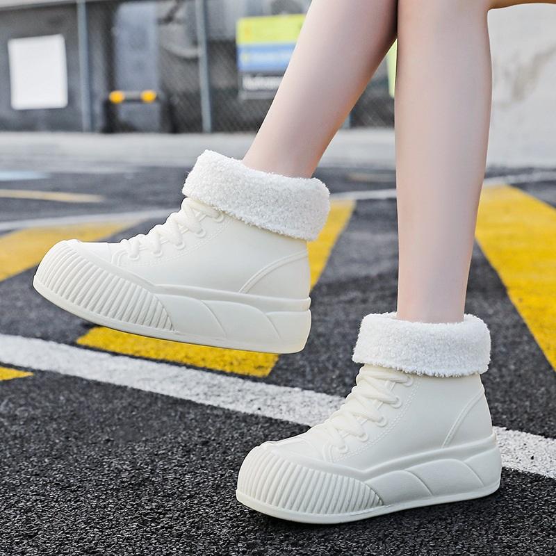 

Women s Outdoor Fashionable Casual Anti Slip Waterproof Midsole With Fleece Rain Boots 40 білий