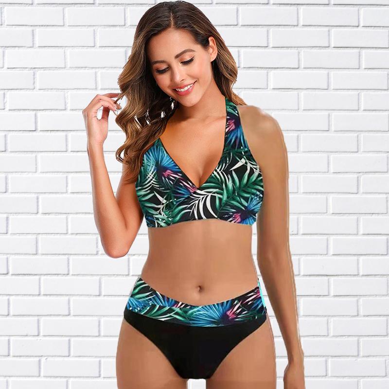 

Женский купальник бикини с лямкой на шее и танкини Фиолетовый купальник с метеоритным принтом 5XL