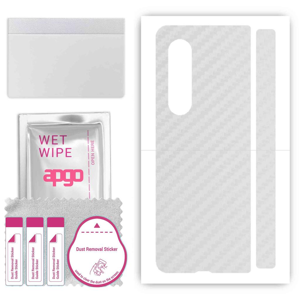apgo Sticker Piele Protectoare pentru spate compatibil cu Samsung Galaxy Z Fold 3, Folie Wrap, Folie, Vinil - Model Carbon Transparent