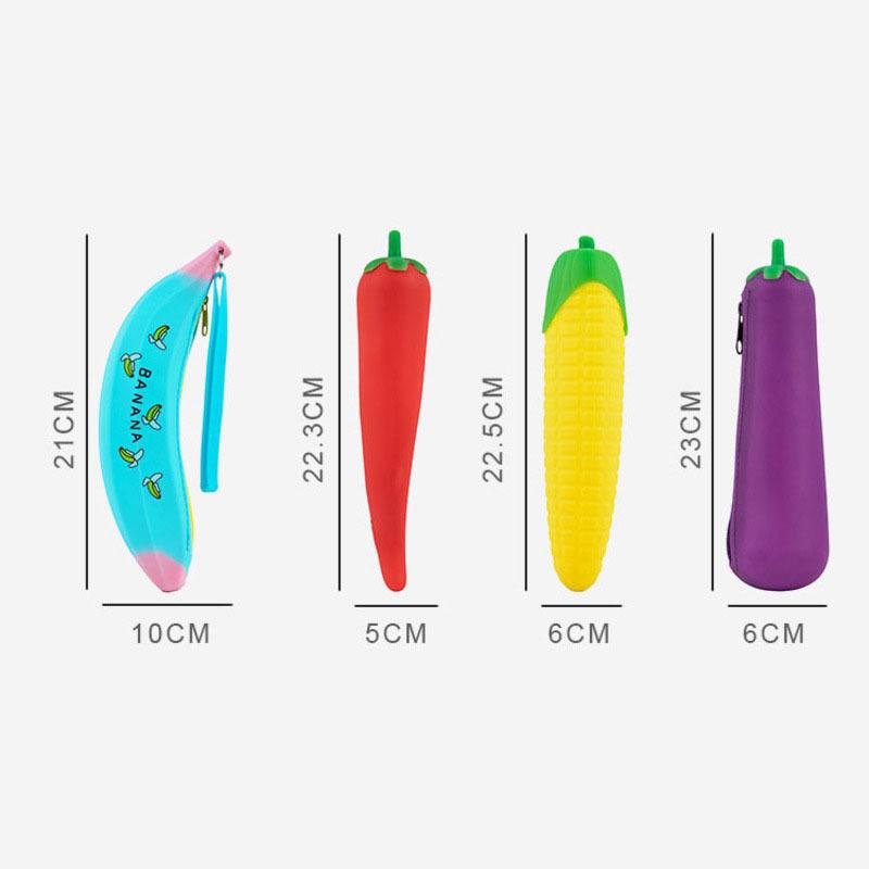 1 Pieces Cute Cartoon Kawaii Vegetables Portable Silicon Pen Pencil Bag Pocket School Stationary