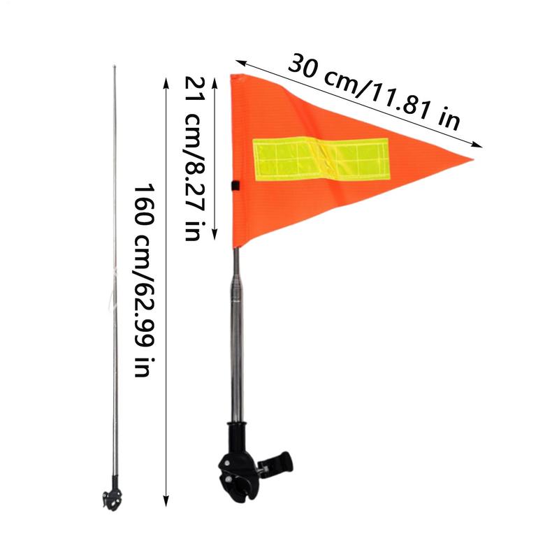 Bike Flags With Pole For Safety Orange Triangle Golf Cart Wheelchair Flag High Visibility Pennant Retractable Waterproof