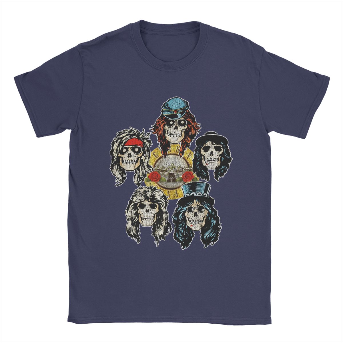 

Футболки Guns N Roses Skull Heads, мужская мода, хлопковые футболки, футболка с круглым вырезом и коротким рукавом, идея для подарка, одежда XXXXXL темно-синий