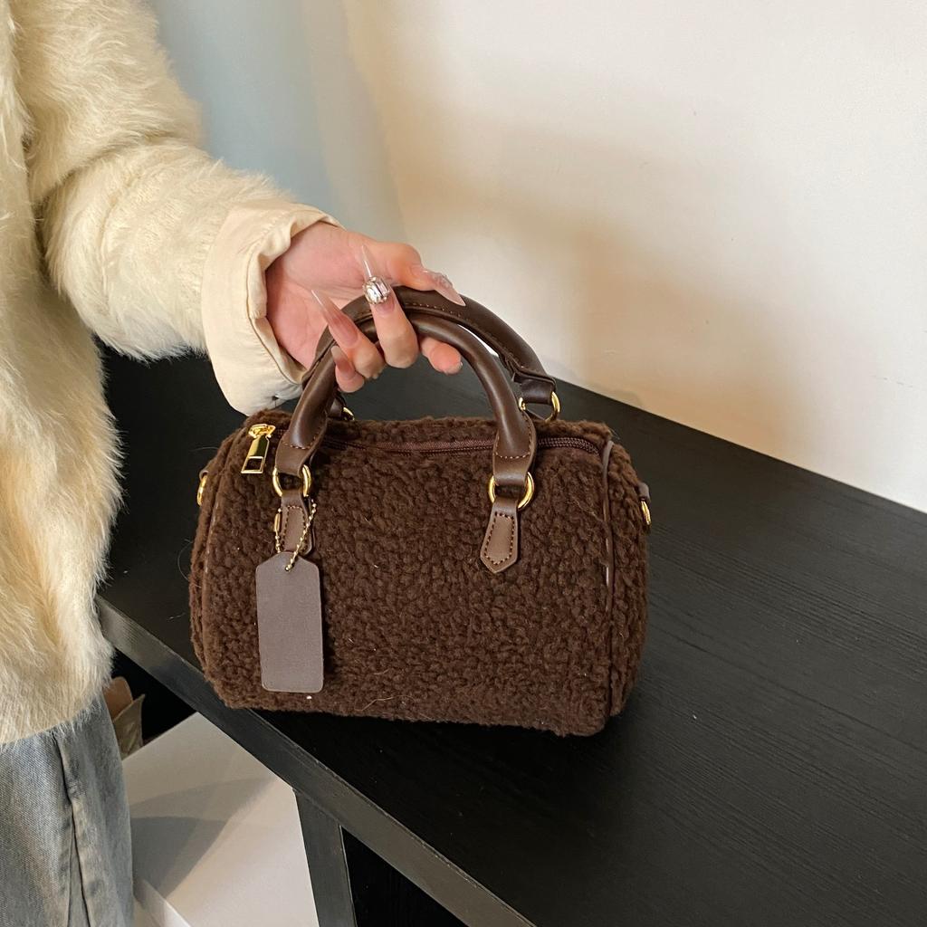 Boston handtas tas dames lamswol pluche schouder crossbody tas casual grote capaciteit kussentas