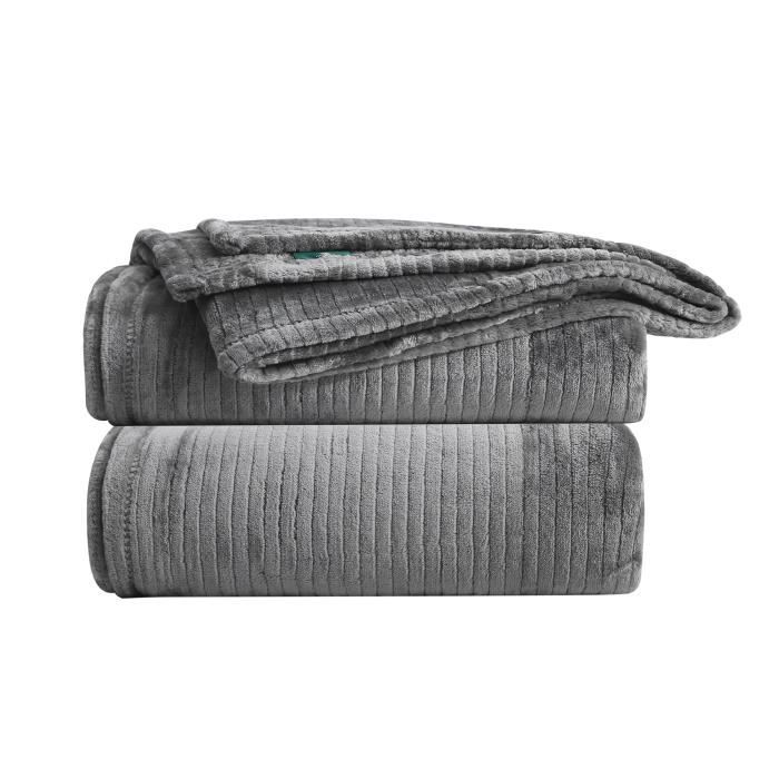 Couverture microflanelle 150x230 cm gris - 360gsm