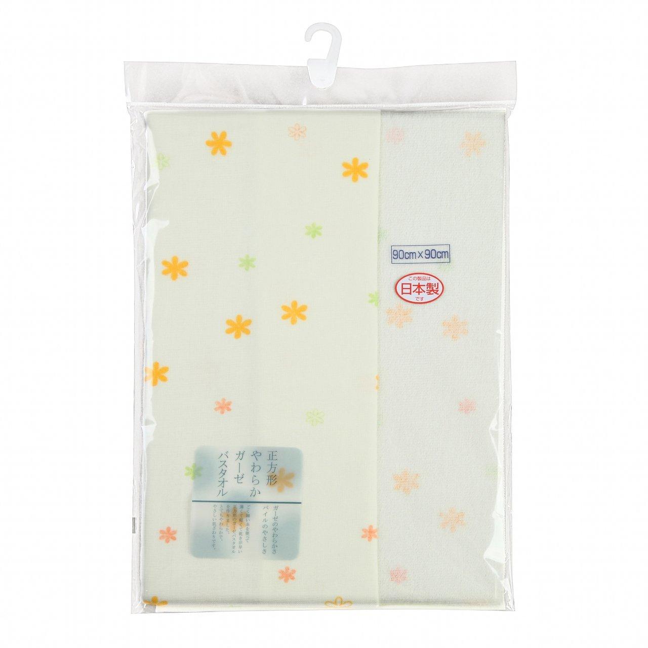 

Isamu Shokai Cotton Gauze Bath Made in Floral 90x90cm 100% Towel, Japan, Print, Cream, (x 1) кремовый