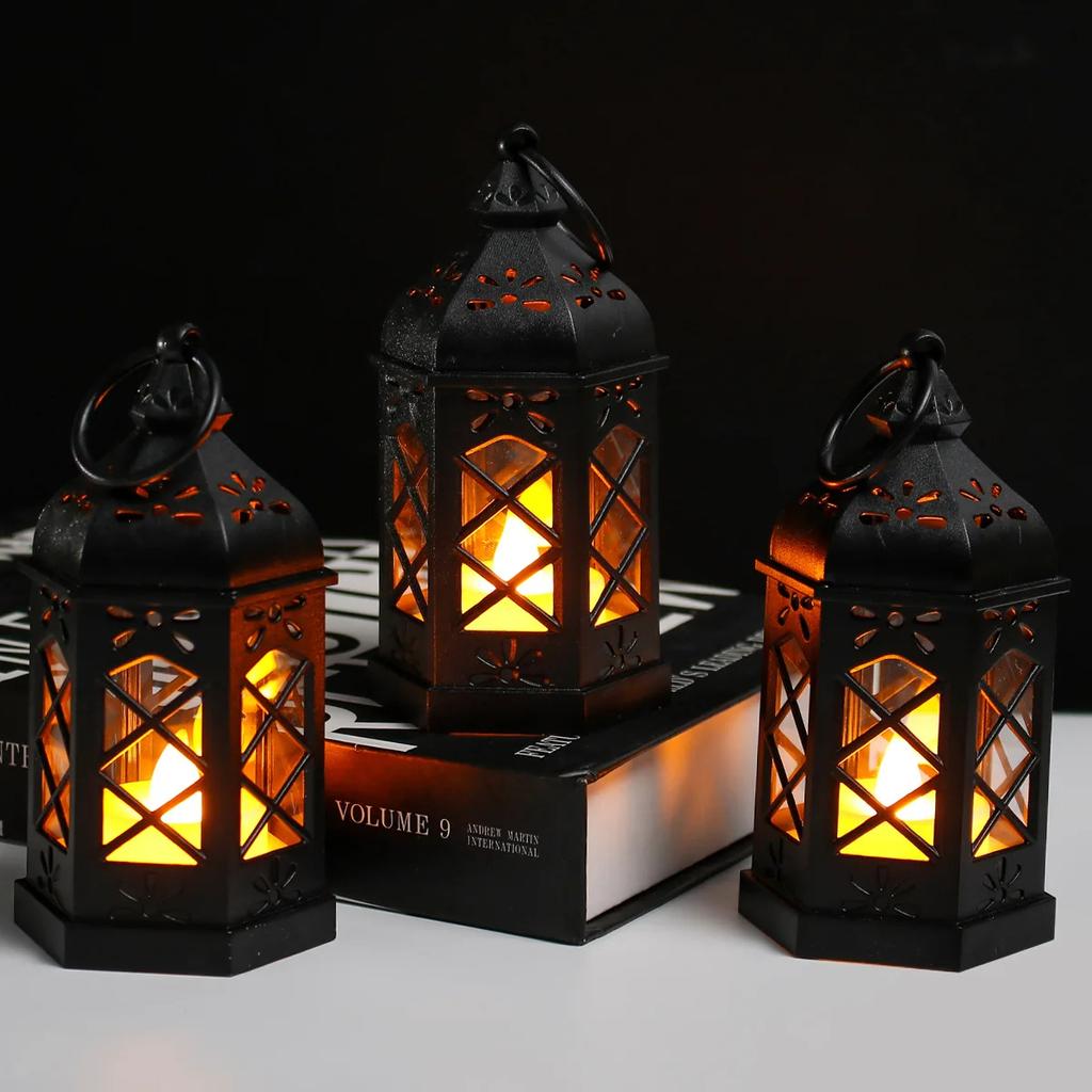 Retro Desktop Lamp - Halloween Ambient Decor & Creative Gift, Hexagonal/LED Wind Lamp, Candle Lamp, Portable Pony Lamp
