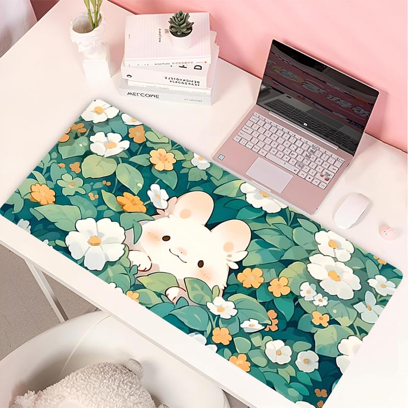 Lovely Rabbit Large Gaming Keyboard Mouse Pad Anime Green Plant Computer Gamer Tablet Mause pad Long Mousepad x Cute Mats