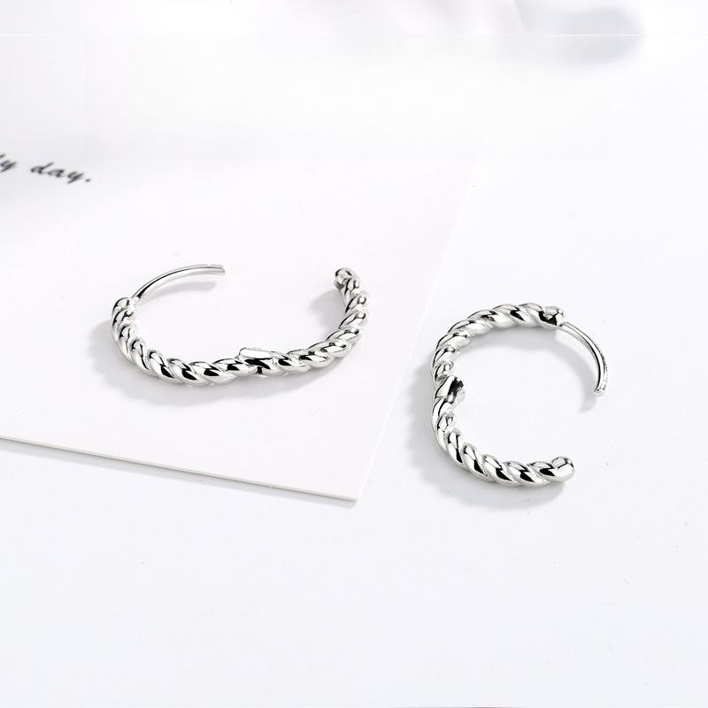 Korean Version of Stud Earrings Fashion Women's Circle Model, Ring Temperament Cold Wind Twist Rope Twist Ear Buckle Men's and Women's Models