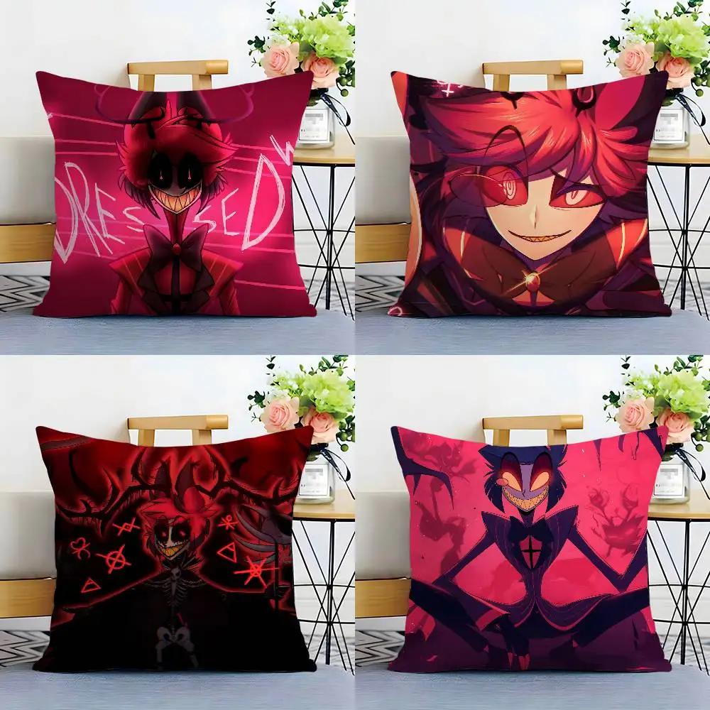 Anime H-Hazbin Hotel Alastor Pillow Case Square Double‑Sided Print Cushion Case For Sofa Home Bedchamber Decor Gift