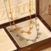 Stainless steel round bead chain tassel zircon necklace for women, high-end clavicle chain, titanium steel jewelry, non-fading