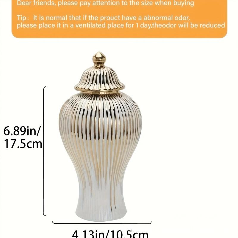 

European Flower Vase Crafts Ornaments Porch Decorative Ceramics Lightly Electroplating General Jar Home Decoration Ornaments