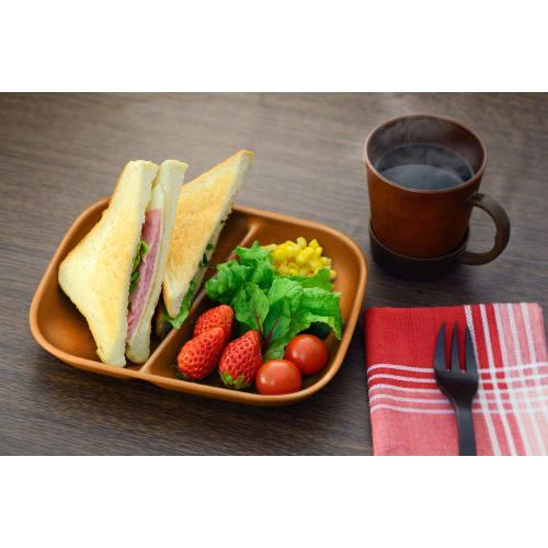 Showa Microwave-Safe Wood-Grain Lunch Plates (Light Brown, Set of 2)