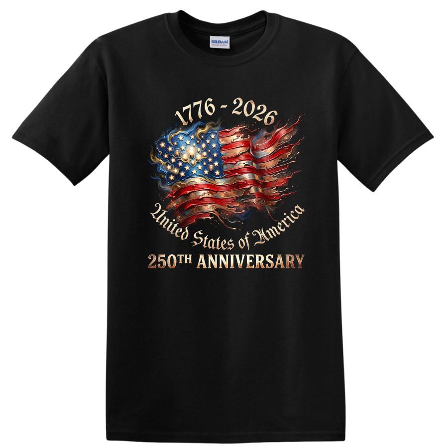 USA 250th Anniversary T Shirt American Flag Vintage Style Tee 1776 2026 L