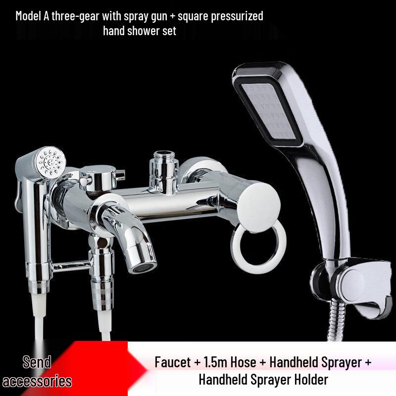 Wall-Mounted Bathtub Faucet with 3-Gear Handheld Shower