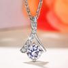 Silver Plated Round Cut CZ Solitaire Pendant Necklace, Twisted Accent Cable Chain Necklace for Women