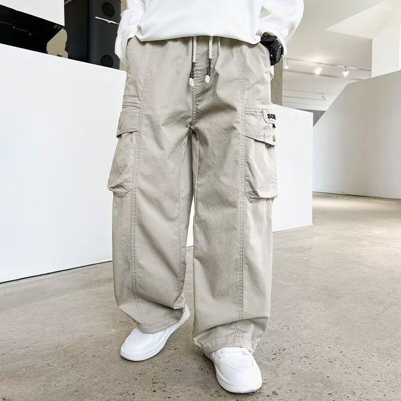 

Boys Causal Pants Autumn Kids Loose Cotton Sports Pants 110-170 Black Trousers for Children Spring Kids Clothing 170 бежевий
