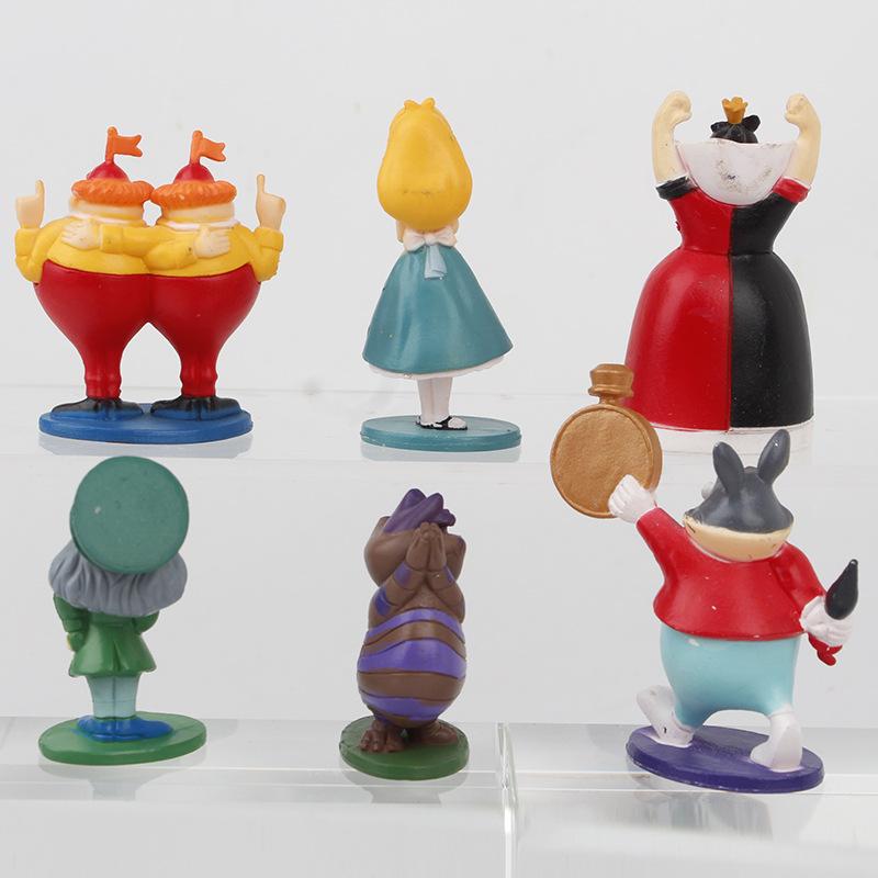 Set da 6 Pezzi Personaggi Cartoni Animati Anime Le Avventure di Alice nel Paese delle Meraviglie Action Figure PVC Giocattoli Modello da Collezione Bambola Decorazione Torta Regali