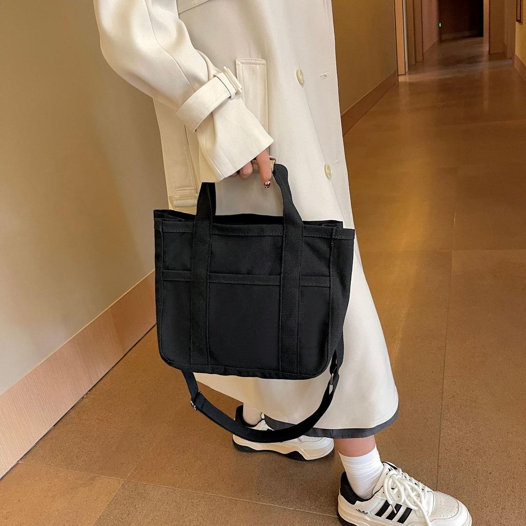 2025 New Fashion Simple Single Shoulder Women's Bag Trendy Large Capacity Canvas Bag Storage Handheld Convenient Bag