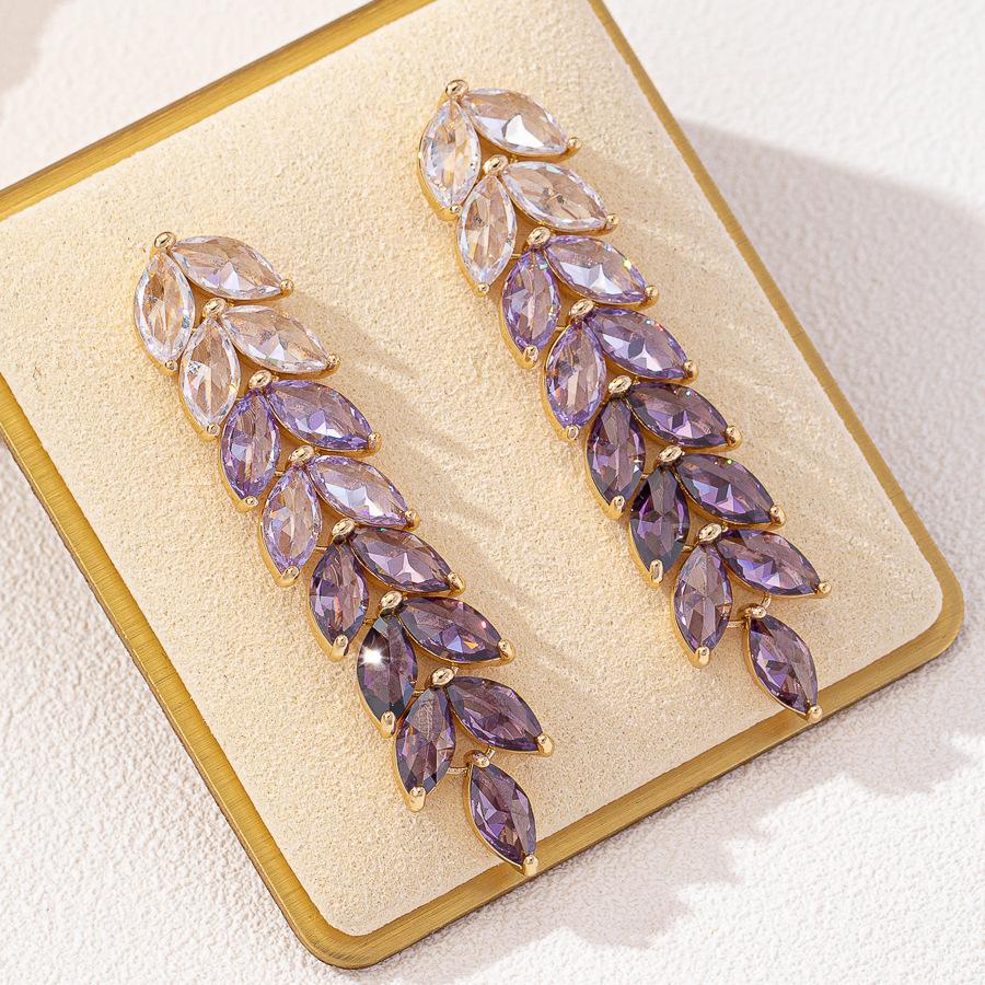 

Серьги-капли с полыми листьями для женщин, девушек, романтичные, разноцветные, со стразами, подвесные серьги, свадебные украшения, подарок фиолетовый