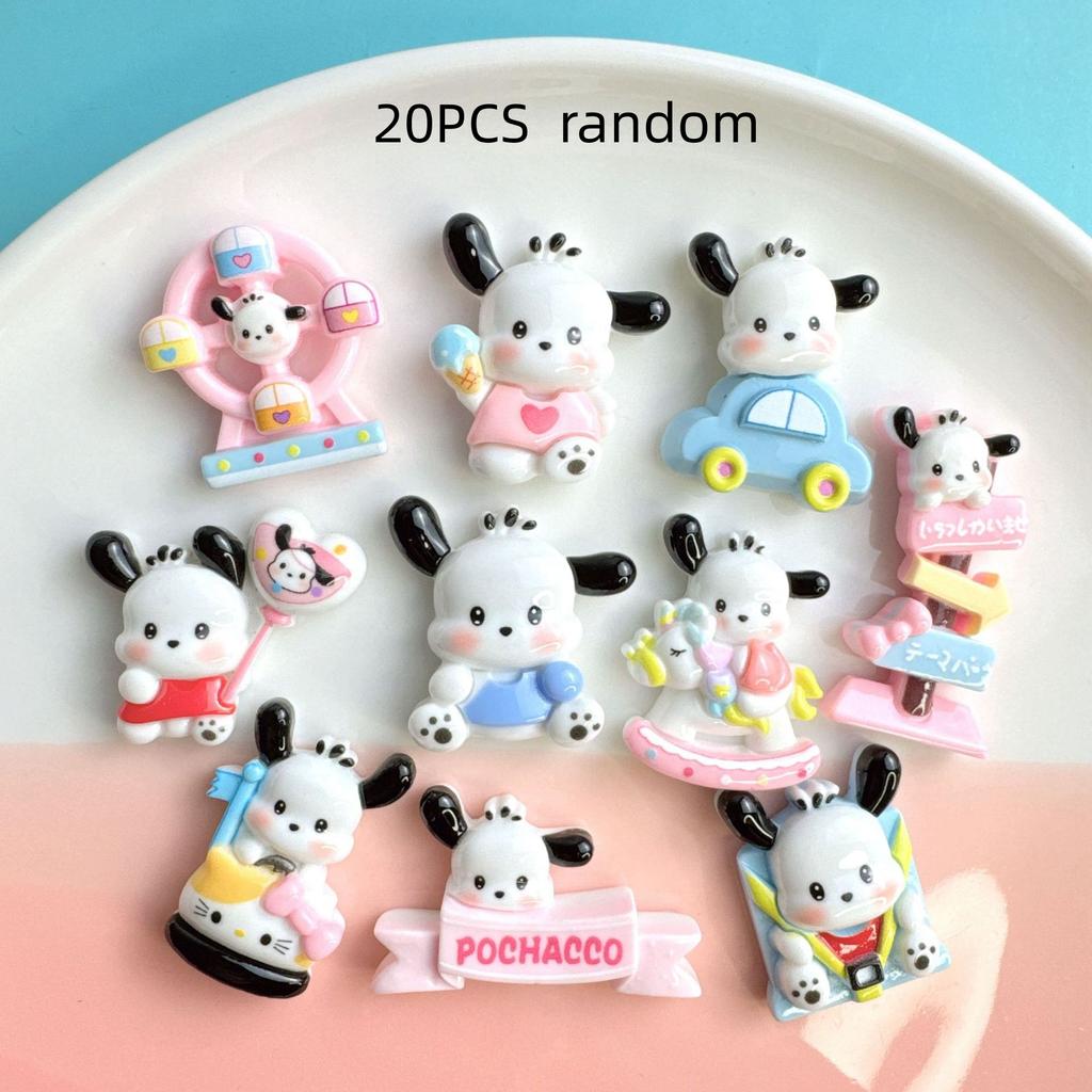 20/100PCSAmusement Park Big Eared Dog Resin Accessories, Cream Glue DIY Hair Accessories, Phone Cases, Shoe Buckles, Accessories