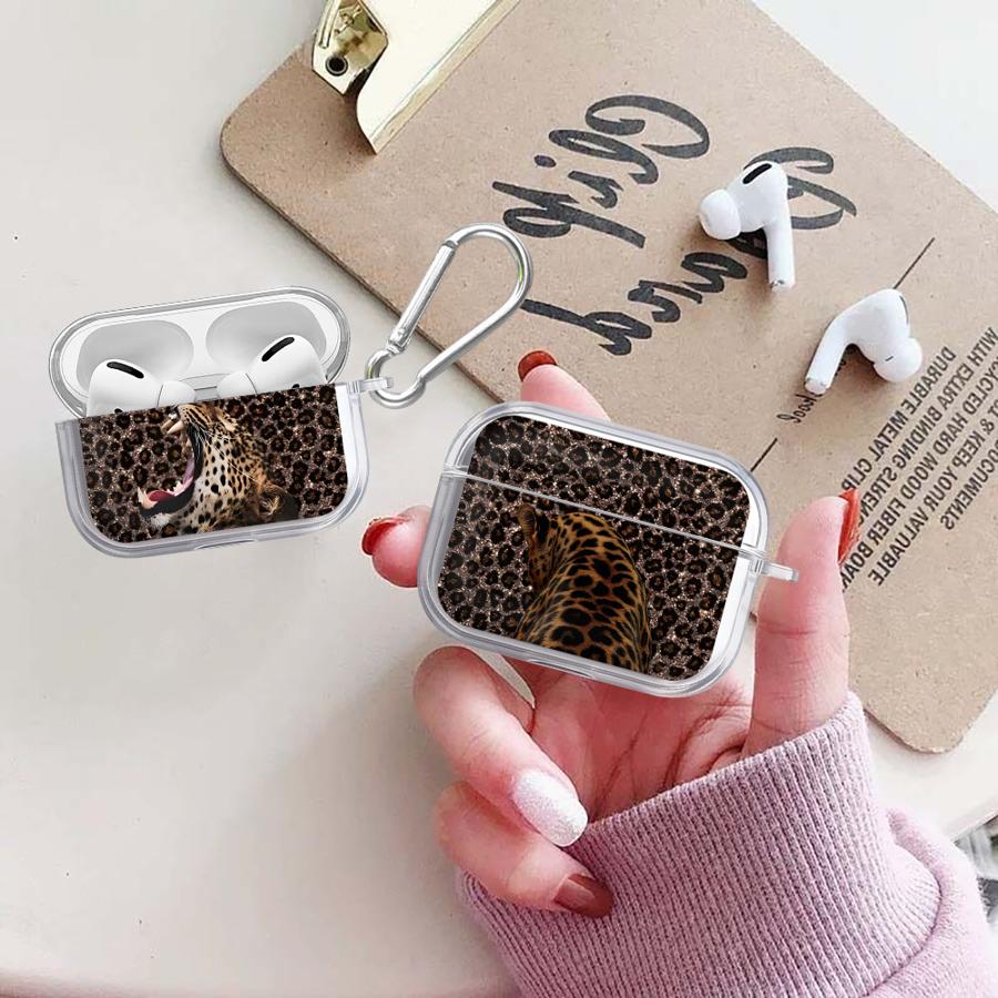 Clear Earphone Cases Cover Case For Airpods 1 4 Pro3 3 Pro 2 Pro2 Leopard Print Leopard