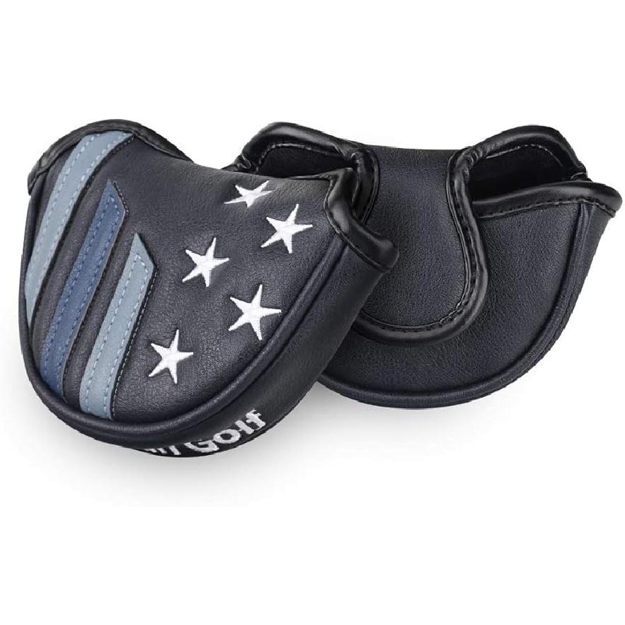 Craftsman Golf Blue Strips Stars Small Mid-Size Half Mallet Putter Head Cover Headcover Magnetic Closure For Heel Shaft