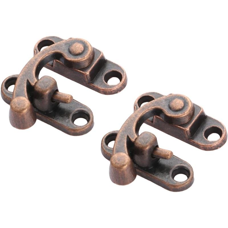 2 ks vintage háček, starožitné bronzové západky na krabici, malá spona s rohovým zámkem pro dřevěnou šperkovnici, dárkové pouzdro na víno, se šrouby