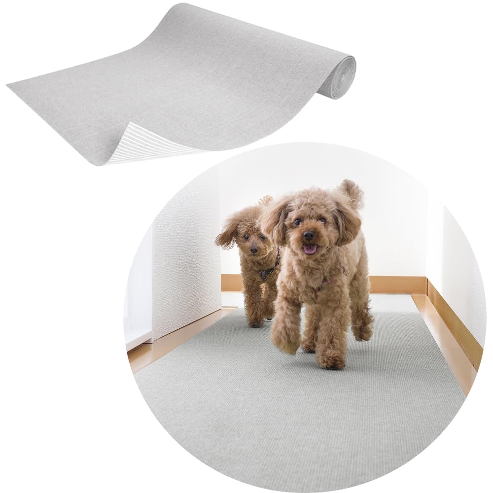 

in Pet Dog Protects Your Reduces the Burden on Protective Compatible with Floor Water Deodorizing Treatment [Made Japan, Anti-Slip] Mat, 60x300cm, светло-серый