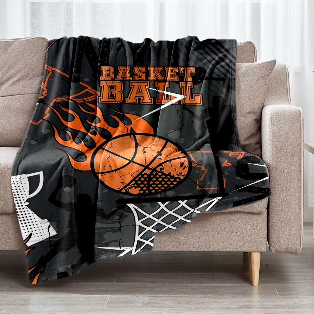 basketball Theme Printed Blanket - Perfect for Couch, Bed, Travel & Outdoor Use | Machine Washable, Cozy & Durable.