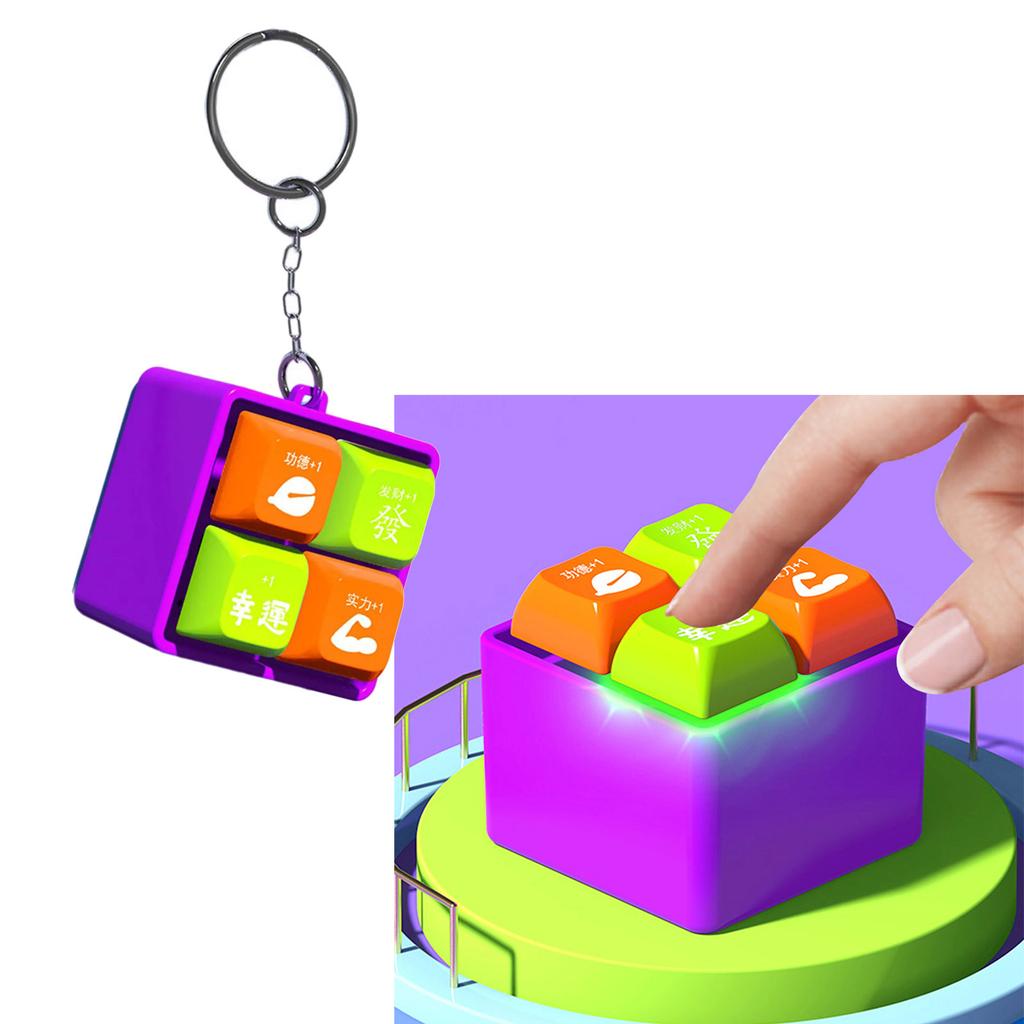 Retro Mechanical Keychain Stress Reliever With Wooden Fish Portable Vintage Desk Accessory For Office And Daily Use