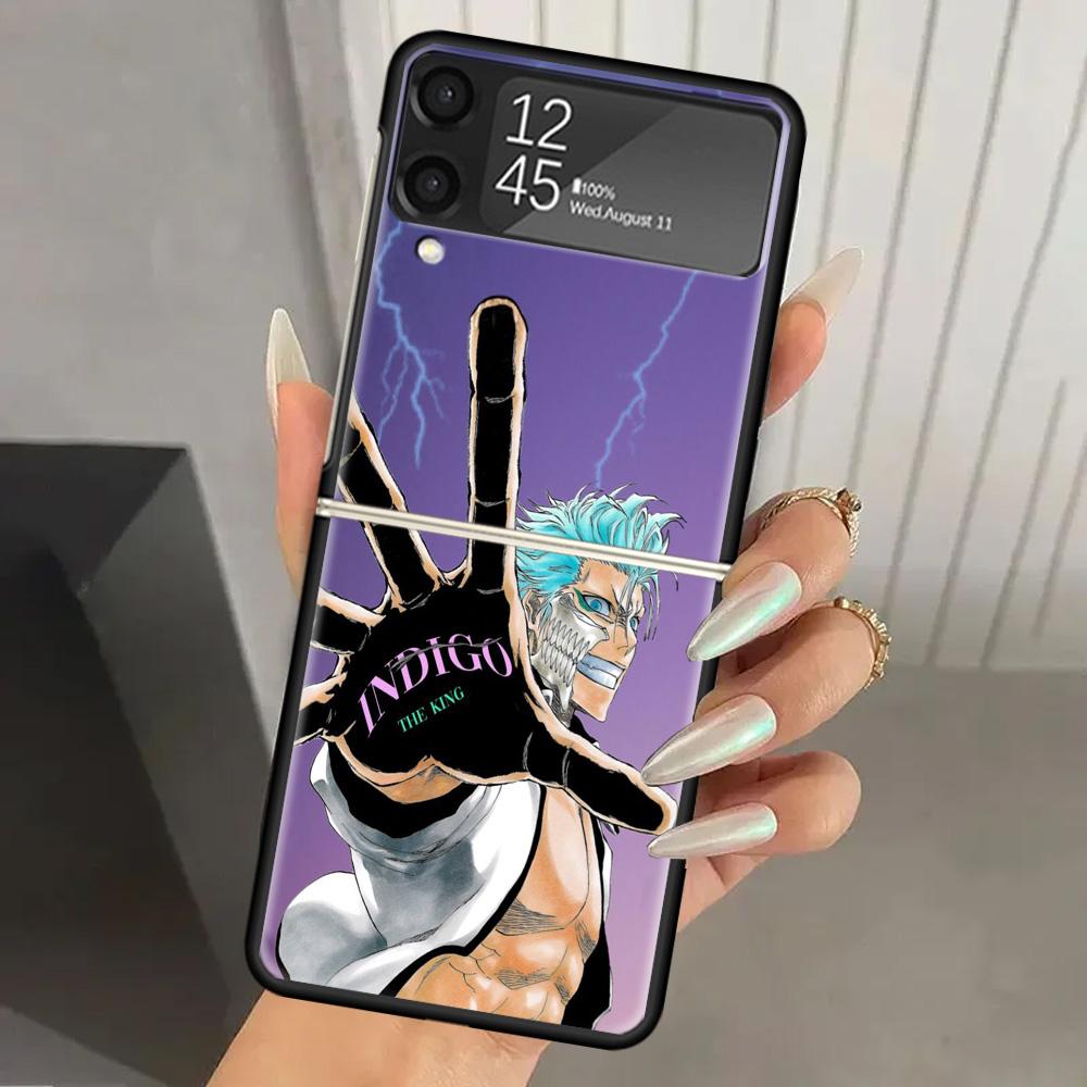 Bleach Grimmjow Hard PC Phone Case For Samsung Galaxy Z Flip 7 6 5 4 3 Black ZFlip7 ZFlip6 Flip5 Flip4 Flip3 5G Print Cover Gala Samsung Z Flip