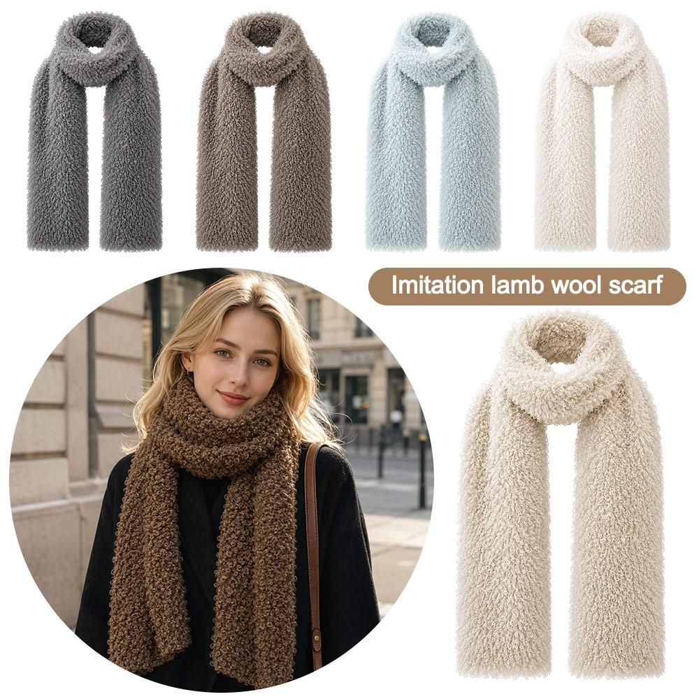 Thickened Plush Scarf Faux Sherpa Neck Scarf New Neckerchief Wrap Women Girl
