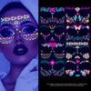 4/8Pcs Fluorescent Face Tattoo Stickers Colorful Flower/Butterfly/Feather Design Temporary Decal Waterproof Makeup/Party Tattoos