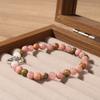 Rose Quartz Unakite And White Jade Beaded Bracelet With Silver Lotus Charm Serene Fashion Jewelry For Men Women Daily Wear Simple Versatile Accessory