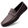 Men's Genuine Leather Slip-On Loafers - Spring/Summer Driving Shoes, Cowhide, Large Sizes Available