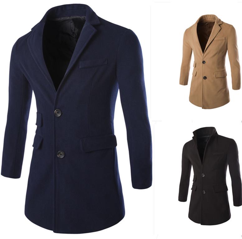 

Мужской тренч с кожаной отделкой и имитацией карманов 2XL темно-синий