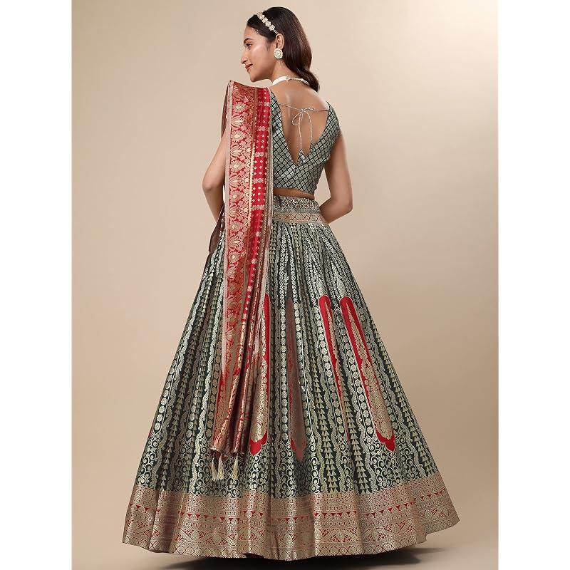 Purvaja Women` Jacquard SemiStitched Lehenga Choli