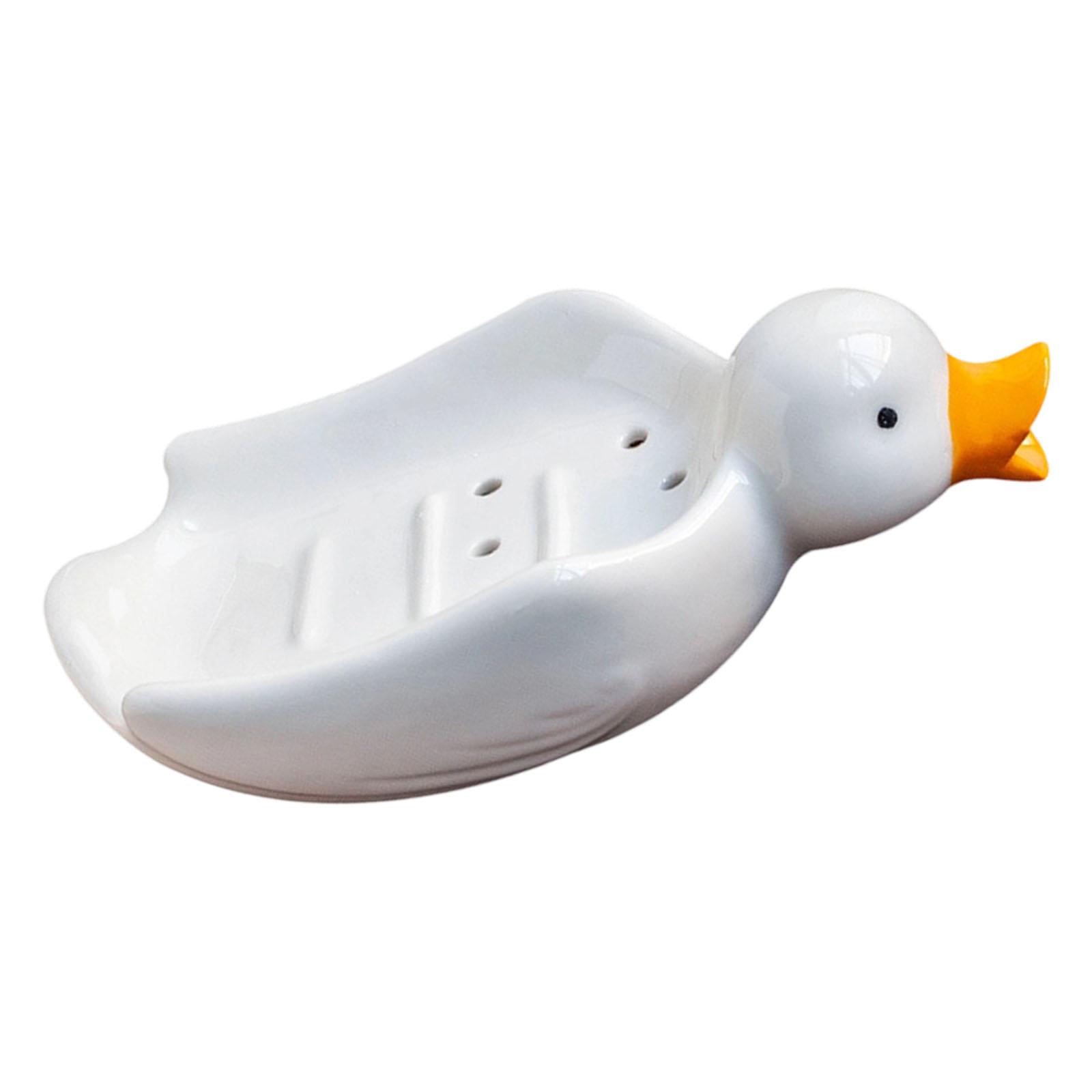 

Funny Duck Soap Dish Water Drainage Ceramic Container Modern Soap Storage Tray Holder for Kitchen Shower Counter