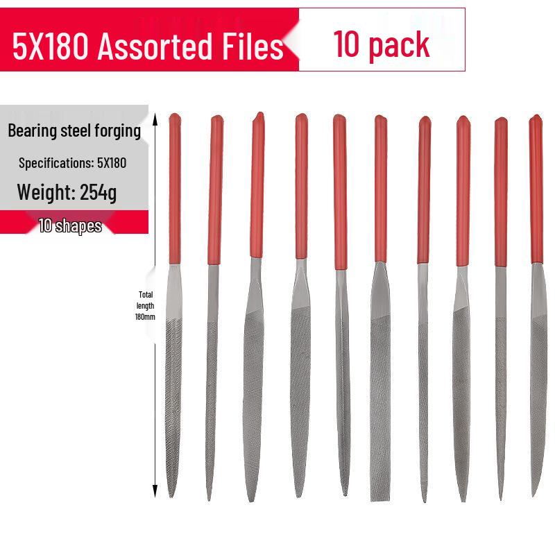 10-Piece Mini Triangular File Set for Woodworking & Metal Grinding Tools